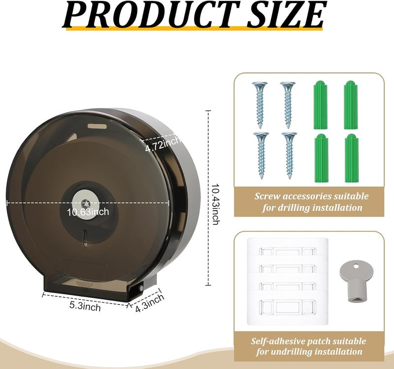 Layhit 4 Pack Toilet Paper Holder Wall Mount, Toilet Paper Towel Dispenser, Commercial 9" Jumbo Plastic Tissue Dispenser with Key Wall Lock for Bathroom, Office, Restaurants - Image 2